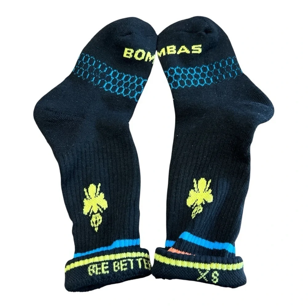 Bombas Youth Crew Socks with Neon Accents size XS
